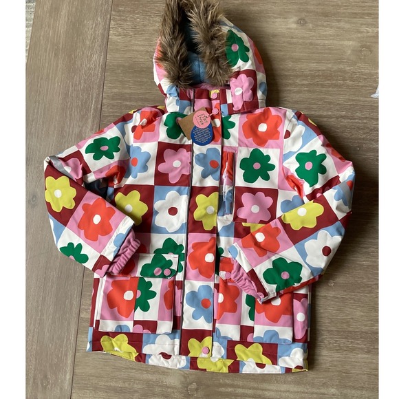 Boden Pink All Weather Waterproof Jacket Multicolor Flower 9-10Y New With Tag - Picture 3 of 4